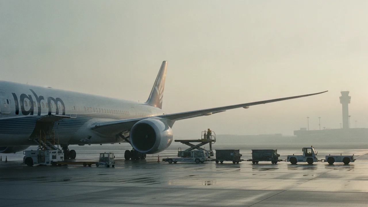 Avion cargo sur le tarmac d'un aéroport dédié au transport aérien de fret spécialisé et rapatriements
