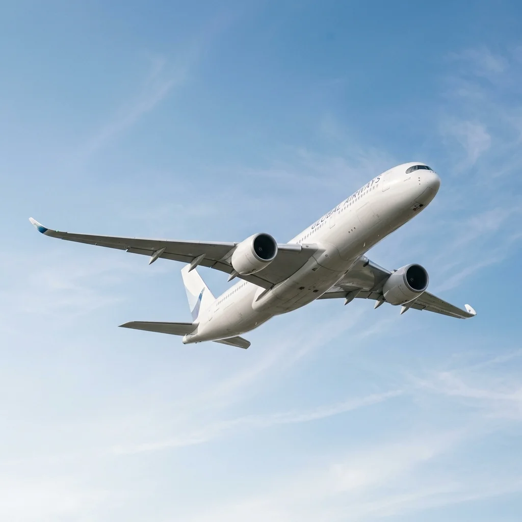 Avion de ligne moderne dans le ciel bleu